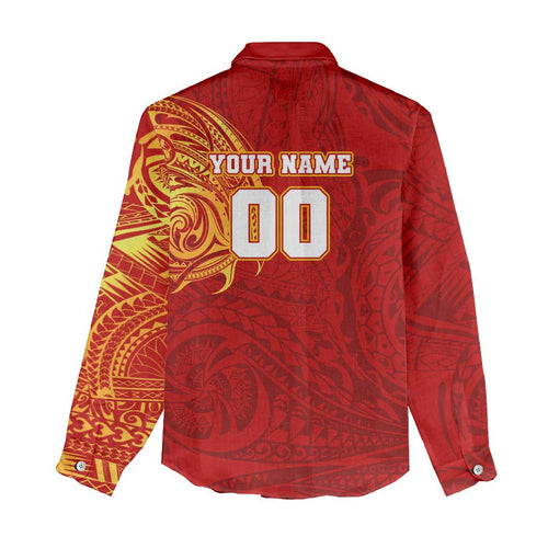 Personalized Gold Coast Suns Polynesian Women Casual Shirt Tribal Chest and Sleeve Tattoo Heritage Warrior