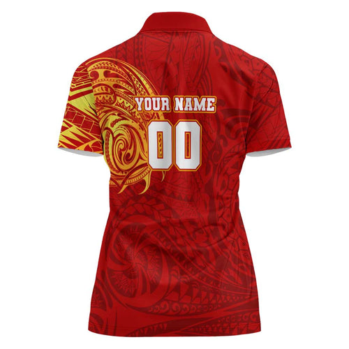 Personalized Gold Coast Suns Polynesian Women Polo Shirt Tribal Chest and Sleeve Tattoo Heritage Warrior