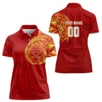 Personalized Gold Coast Suns Polynesian Women Polo Shirt Tribal Chest and Sleeve Tattoo Heritage Warrior