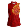 Personalized Gold Coast Suns Polynesian Women Sleeveless Polo Shirt Tribal Chest and Sleeve Tattoo Heritage Warrior