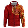 Personalized Gold Coast Suns Polynesian Zip Hoodie Tribal Chest and Sleeve Tattoo Heritage Warrior