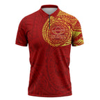 Personalized Gold Coast Suns Polynesian Zipper Polo Shirt Tribal Chest and Sleeve Tattoo Heritage Warrior