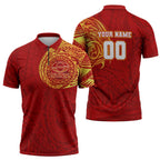 Personalized Gold Coast Suns Polynesian Zipper Polo Shirt Tribal Chest and Sleeve Tattoo Heritage Warrior