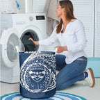 Personalized Geelong Cats Polynesian Laundry Basket Tribal Chest and Sleeve Tattoo Heritage Warrior