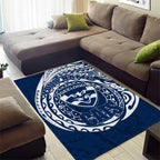 Personalized Geelong Cats Polynesian Area Rug Tribal Chest and Sleeve Tattoo Heritage Warrior