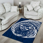 Personalized Geelong Cats Polynesian Area Rug Tribal Chest and Sleeve Tattoo Heritage Warrior