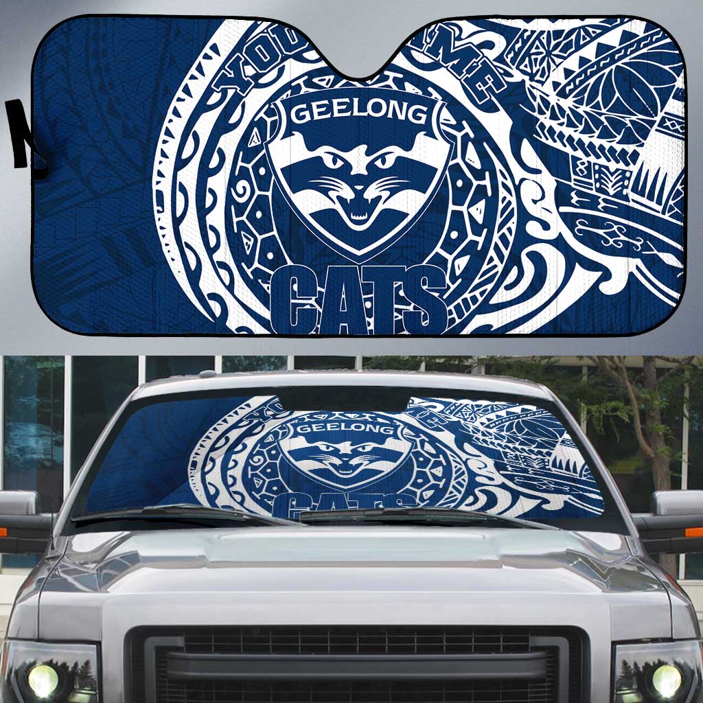 Personalized Geelong Cats Polynesian Auto Sun Shade Tribal Chest and Sleeve Tattoo Heritage Warrior