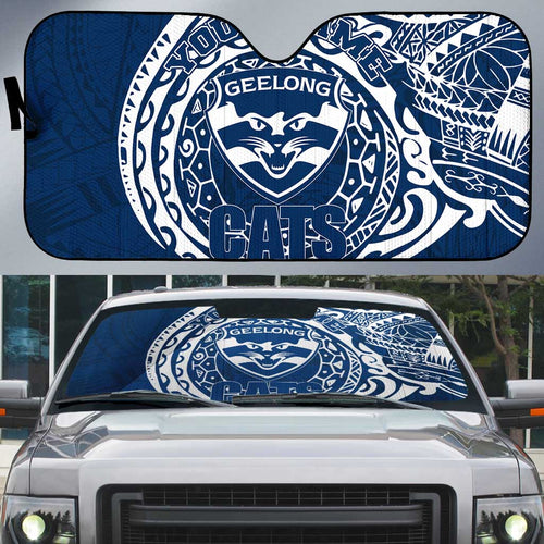 Personalized Geelong Cats Polynesian Auto Sun Shade Tribal Chest and Sleeve Tattoo Heritage Warrior