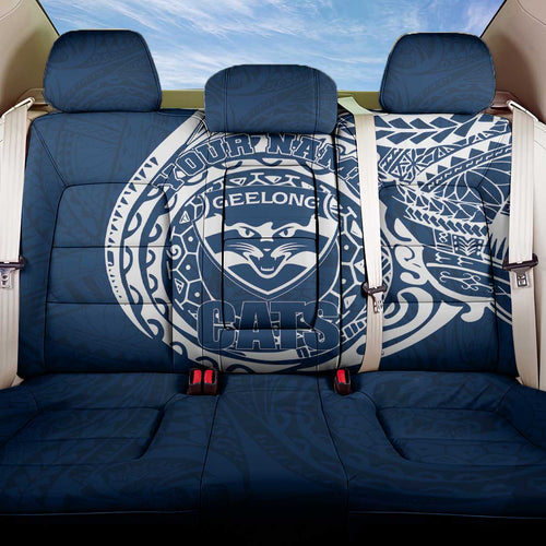 Personalized Geelong Cats Polynesian Back Car Seat Cover Tribal Chest and Sleeve Tattoo Heritage Warrior