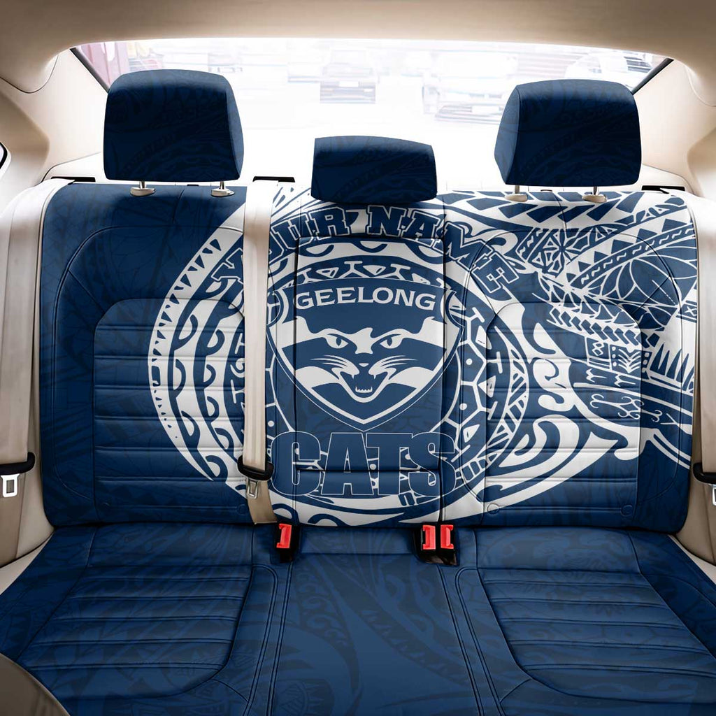 Personalized Geelong Cats Polynesian Back Car Seat Cover Tribal Chest and Sleeve Tattoo Heritage Warrior