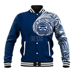 Personalized Geelong Cats Polynesian Baseball Jacket Tribal Chest and Sleeve Tattoo Heritage Warrior