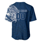 Personalized Geelong Cats Polynesian Baseball Jersey Tribal Chest and Sleeve Tattoo Heritage Warrior