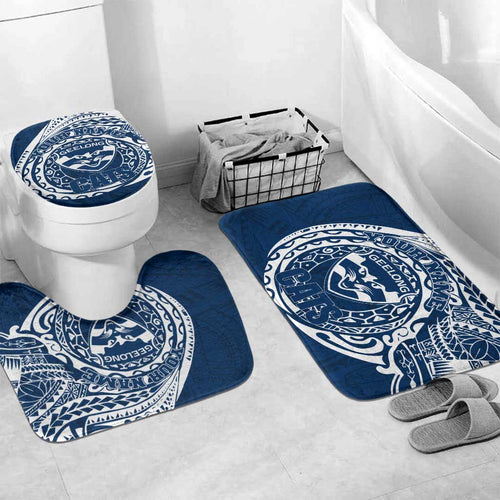 Personalized Geelong Cats Polynesian Bathroom Set Tribal Chest and Sleeve Tattoo Heritage Warrior