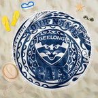Personalized Geelong Cats Polynesian Beach Blanket Tribal Chest and Sleeve Tattoo Heritage Warrior