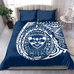 Personalized Geelong Cats Polynesian Bedding Set Tribal Chest and Sleeve Tattoo Heritage Warrior