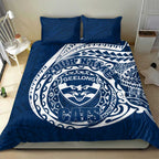 Personalized Geelong Cats Polynesian Bedding Set Tribal Chest and Sleeve Tattoo Heritage Warrior