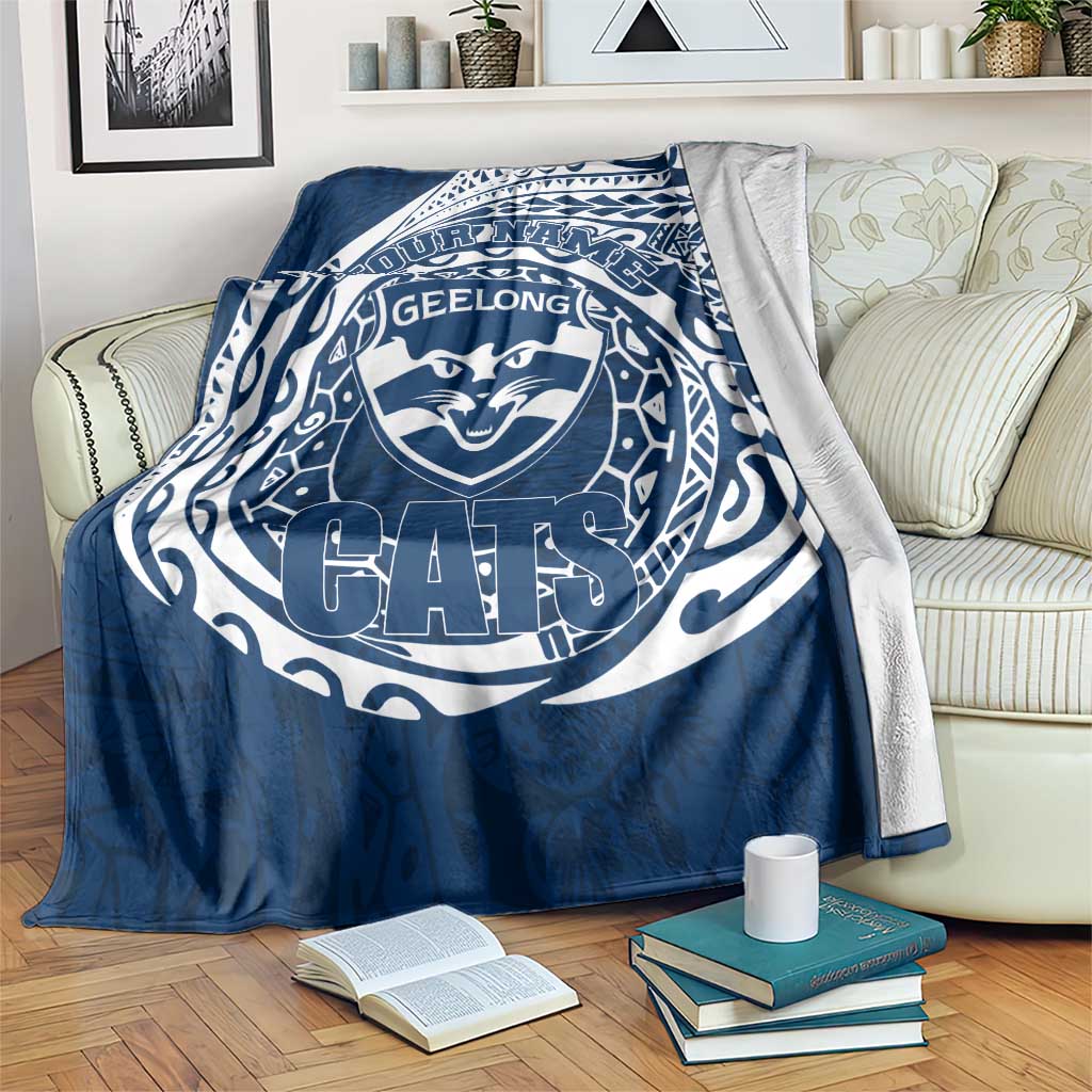 Personalized Geelong Cats Polynesian Blanket Tribal Chest and Sleeve Tattoo Heritage Warrior