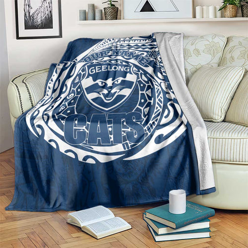 Personalized Geelong Cats Polynesian Blanket Tribal Chest and Sleeve Tattoo Heritage Warrior