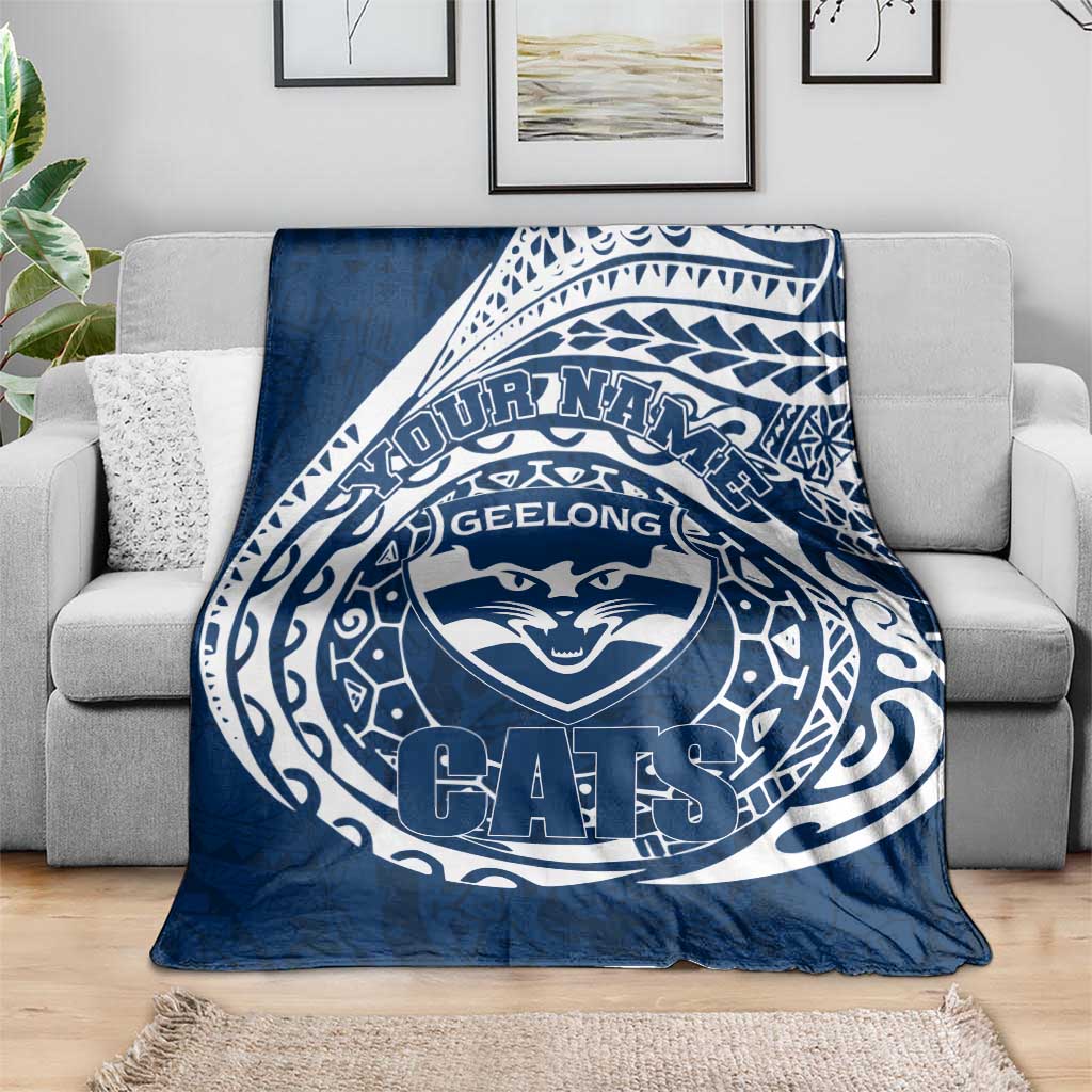 Personalized Geelong Cats Polynesian Blanket Tribal Chest and Sleeve Tattoo Heritage Warrior