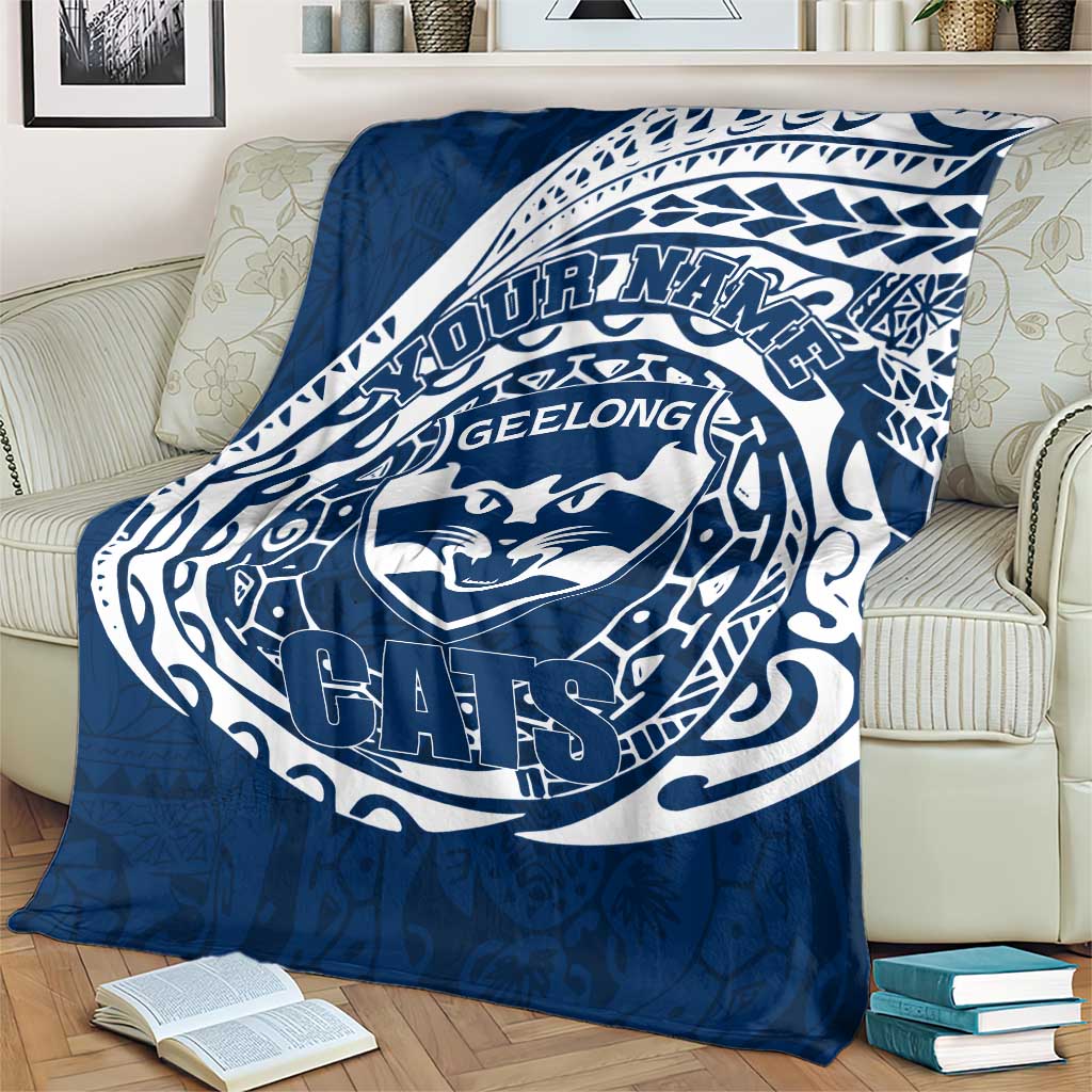 Personalized Geelong Cats Polynesian Blanket Tribal Chest and Sleeve Tattoo Heritage Warrior