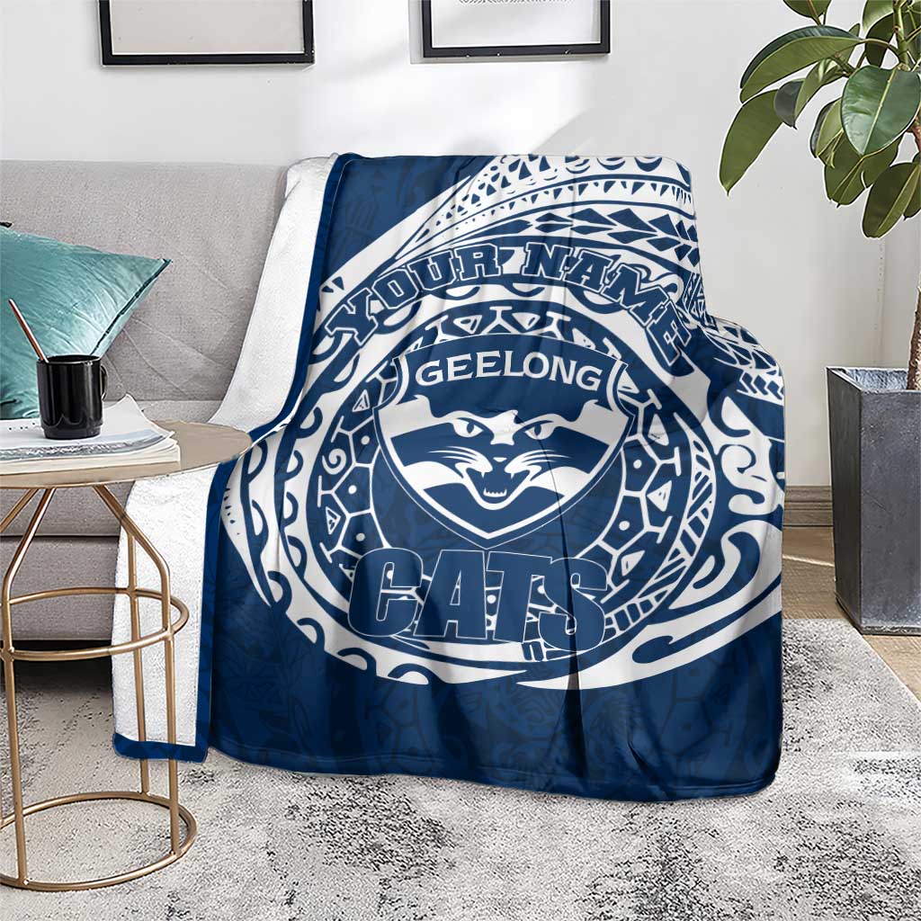 Personalized Geelong Cats Polynesian Blanket Tribal Chest and Sleeve Tattoo Heritage Warrior