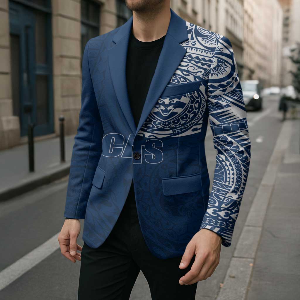 Personalized Geelong Cats Polynesian Blazer Tribal Chest and Sleeve Tattoo Heritage Warrior