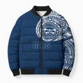 Personalized Geelong Cats Polynesian Bomber Puffer Jacket Tribal Chest and Sleeve Tattoo Heritage Warrior