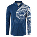 Personalized Geelong Cats Polynesian Button Sweatshirt Tribal Chest and Sleeve Tattoo Heritage Warrior