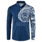Personalized Geelong Cats Polynesian Button Sweatshirt Tribal Chest and Sleeve Tattoo Heritage Warrior