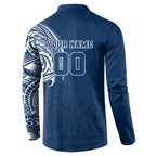 Personalized Geelong Cats Polynesian Button Sweatshirt Tribal Chest and Sleeve Tattoo Heritage Warrior