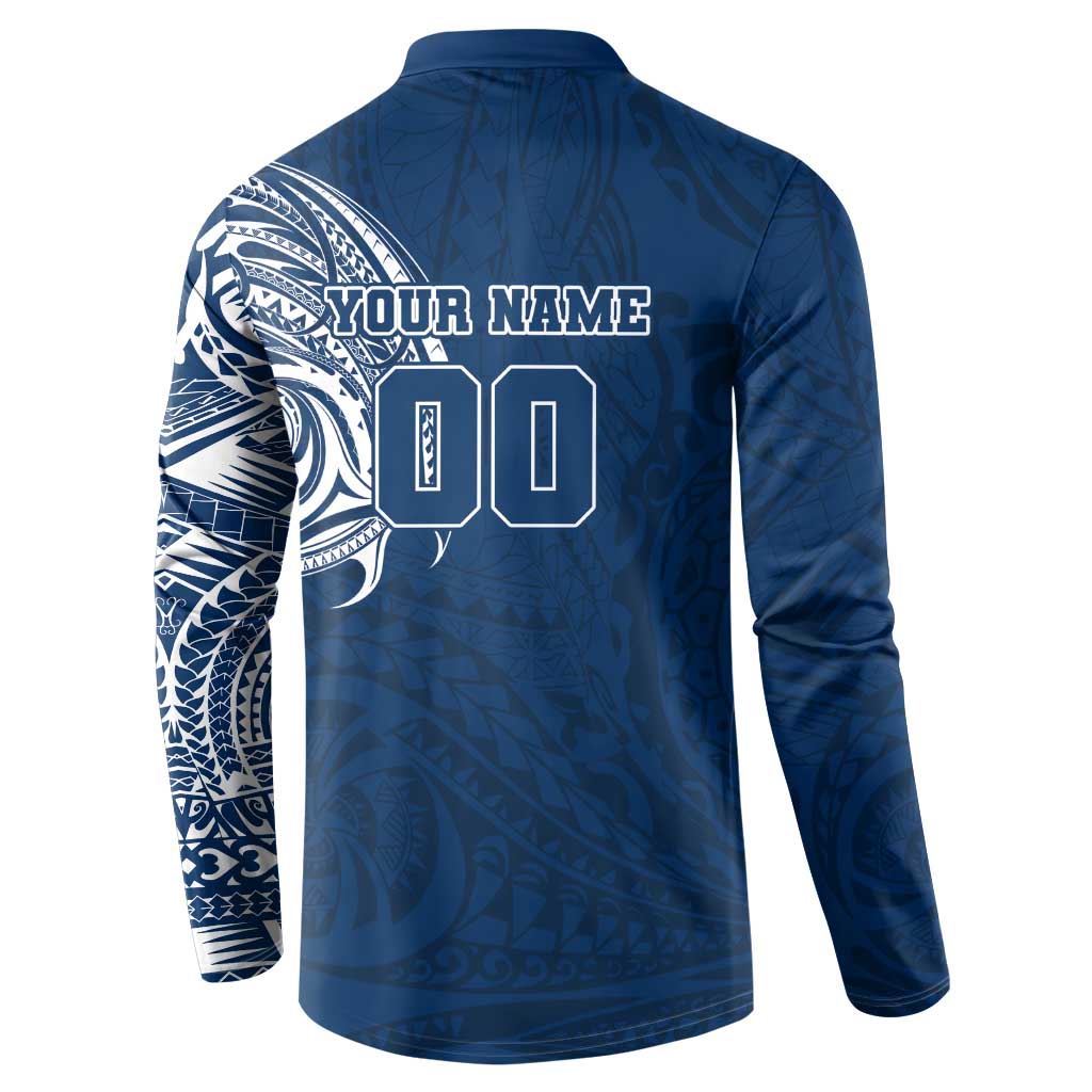 Personalized Geelong Cats Polynesian Button Sweatshirt Tribal Chest and Sleeve Tattoo Heritage Warrior