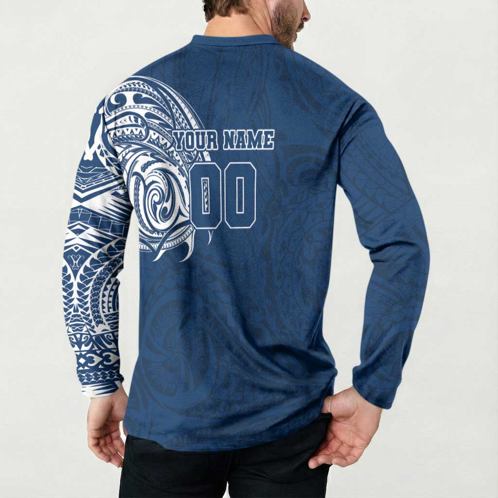 Personalized Geelong Cats Polynesian Button Sweatshirt Tribal Chest and Sleeve Tattoo Heritage Warrior