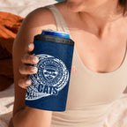 Personalized Geelong Cats Polynesian 4 in 1 Can Cooler Tumbler Tribal Chest and Sleeve Tattoo Heritage Warrior