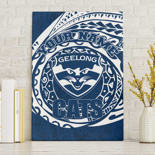 Personalized Geelong Cats Polynesian Canvas Wall Art Tribal Chest and Sleeve Tattoo Heritage Warrior