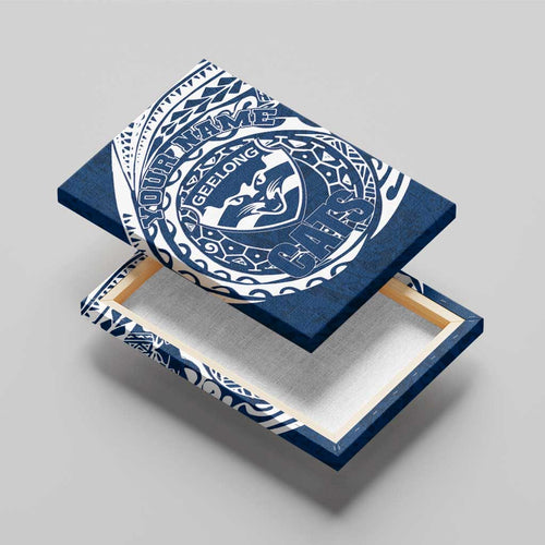 Personalized Geelong Cats Polynesian Canvas Wall Art Tribal Chest and Sleeve Tattoo Heritage Warrior