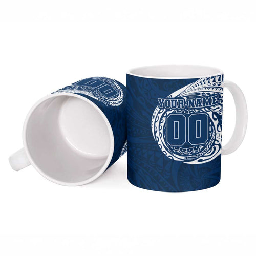 Personalized Geelong Cats Polynesian Ceramic Mug Tribal Chest and Sleeve Tattoo Heritage Warrior