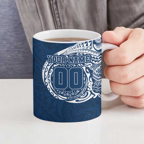 Personalized Geelong Cats Polynesian Ceramic Mug Tribal Chest and Sleeve Tattoo Heritage Warrior