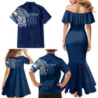 Personalized Geelong Cats Polynesian Family Matching Mermaid Dress and Hawaiian Shirt Tribal Chest and Sleeve Tattoo Heritage Warrior