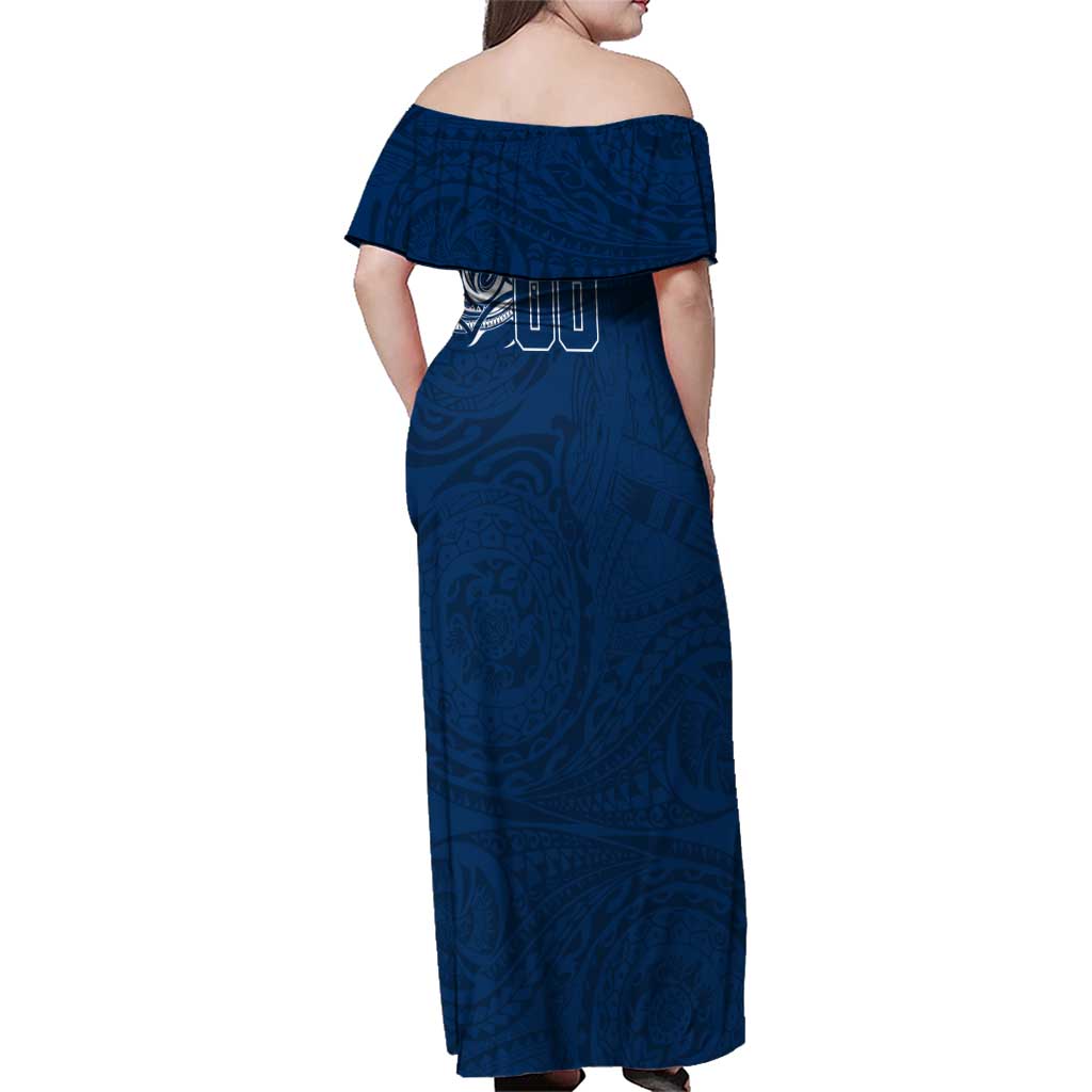Personalized Geelong Cats Polynesian Family Matching Off Shoulder Maxi Dress and Hawaiian Shirt Tribal Chest and Sleeve Tattoo Heritage Warrior