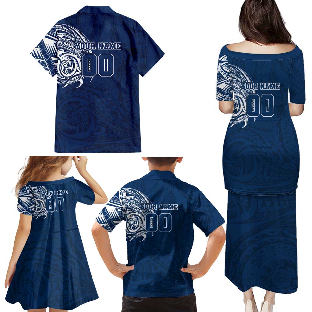 Personalized Geelong Cats Polynesian Family Matching Puletasi and Hawaiian Shirt Tribal Chest and Sleeve Tattoo Heritage Warrior
