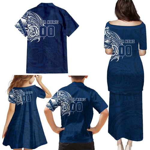 Personalized Geelong Cats Polynesian Family Matching Puletasi and Hawaiian Shirt Tribal Chest and Sleeve Tattoo Heritage Warrior