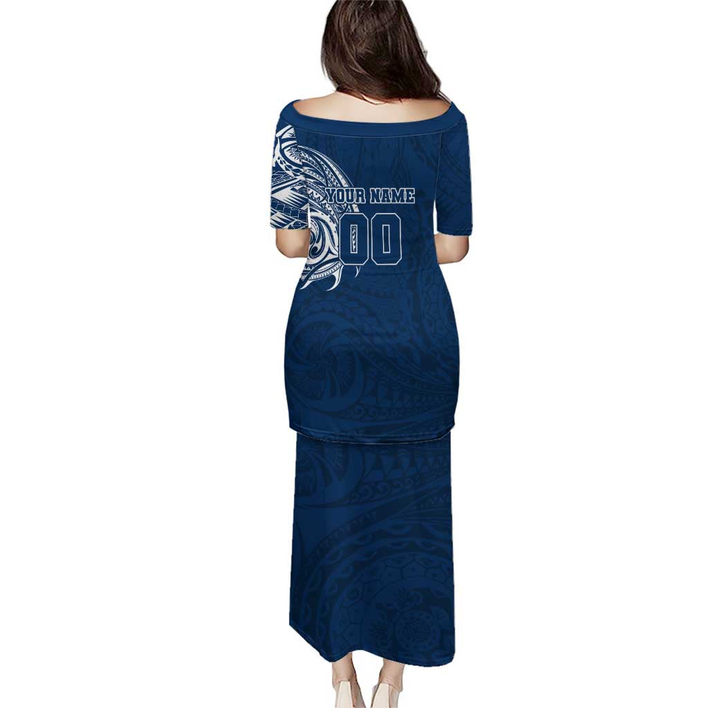 Personalized Geelong Cats Polynesian Family Matching Puletasi and Hawaiian Shirt Tribal Chest and Sleeve Tattoo Heritage Warrior