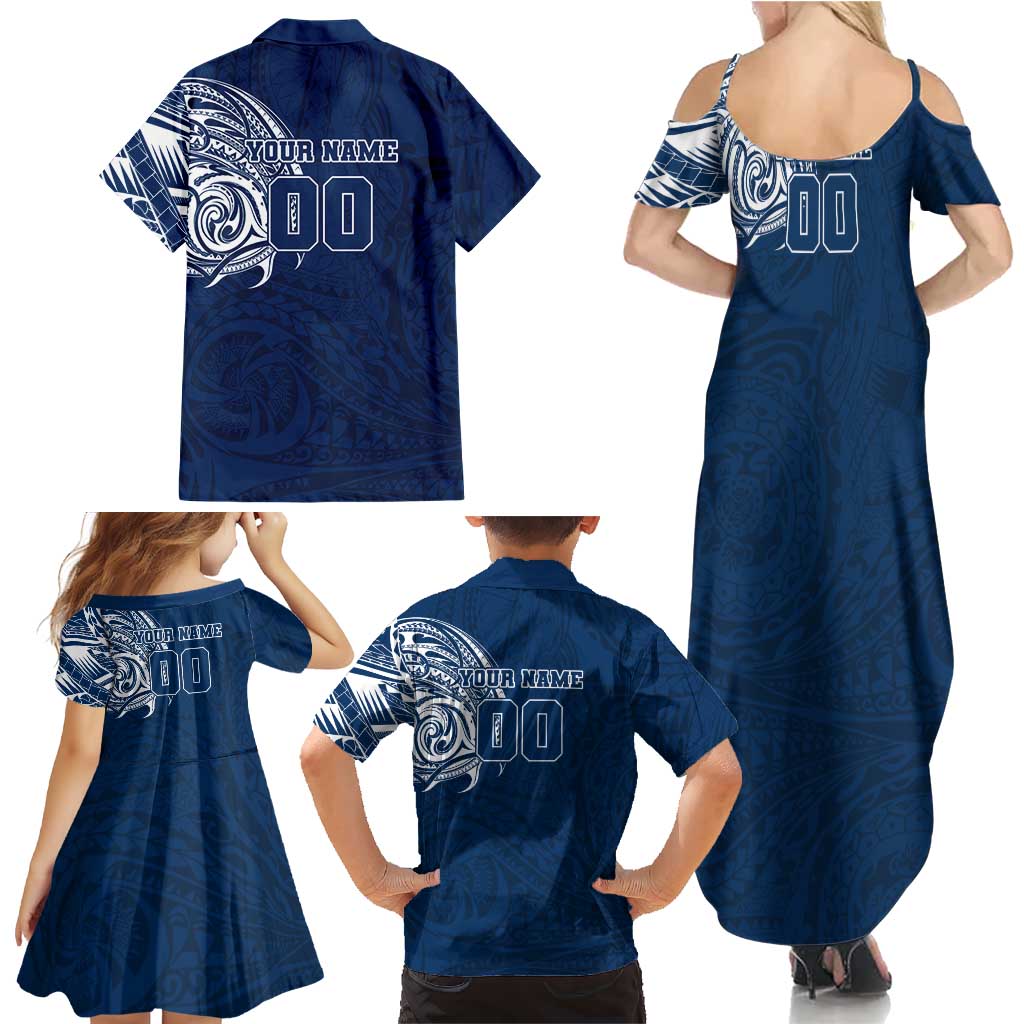 Personalized Geelong Cats Polynesian Family Matching Summer Maxi Dress and Hawaiian Shirt Tribal Chest and Sleeve Tattoo Heritage Warrior