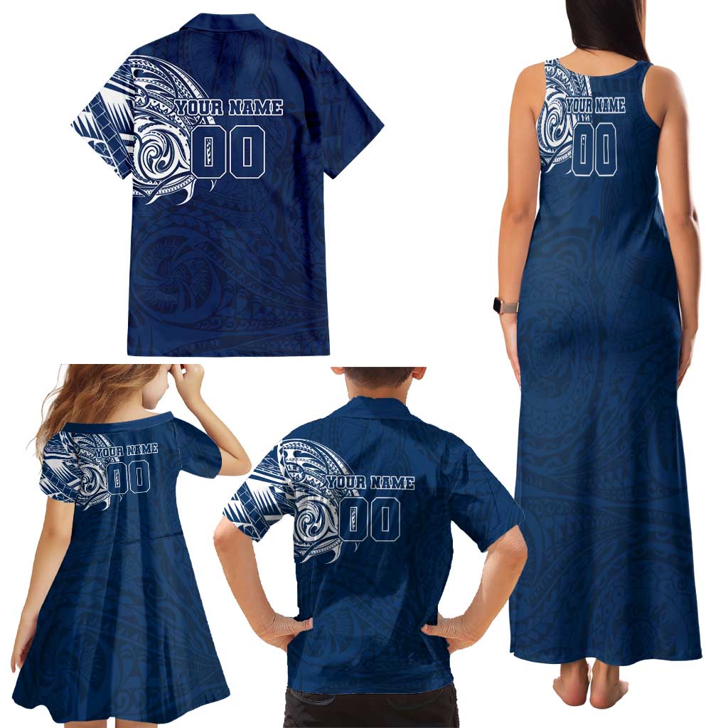 Personalized Geelong Cats Polynesian Family Matching Tank Maxi Dress and Hawaiian Shirt Tribal Chest and Sleeve Tattoo Heritage Warrior