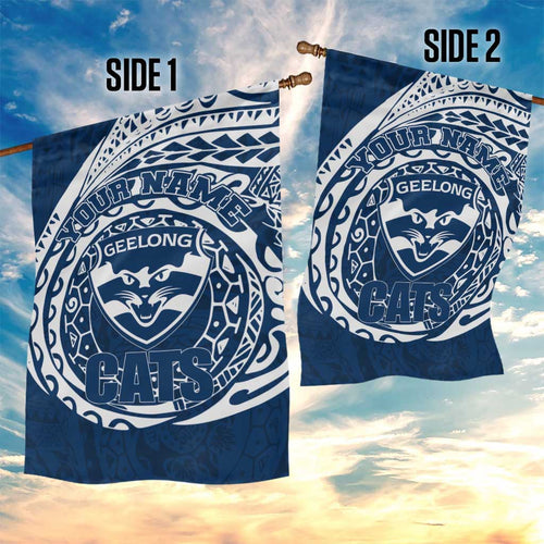 Personalized Geelong Cats Polynesian Garden Flag Tribal Chest and Sleeve Tattoo Heritage Warrior