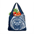 Personalized Geelong Cats Polynesian Grocery Bag Tribal Chest and Sleeve Tattoo Heritage Warrior