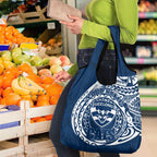 Personalized Geelong Cats Polynesian Grocery Bag Tribal Chest and Sleeve Tattoo Heritage Warrior