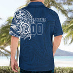 Personalized Geelong Cats Polynesian Hawaiian Shirt Tribal Chest and Sleeve Tattoo Heritage Warrior