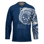 Personalized Geelong Cats Polynesian Hockey Jersey Tribal Chest and Sleeve Tattoo Heritage Warrior