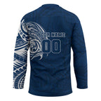 Personalized Geelong Cats Polynesian Hockey Jersey Tribal Chest and Sleeve Tattoo Heritage Warrior